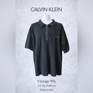 Vintage Calvin Klein Jeans 1/4 Zip Pullover XL Made in USA Minimalist